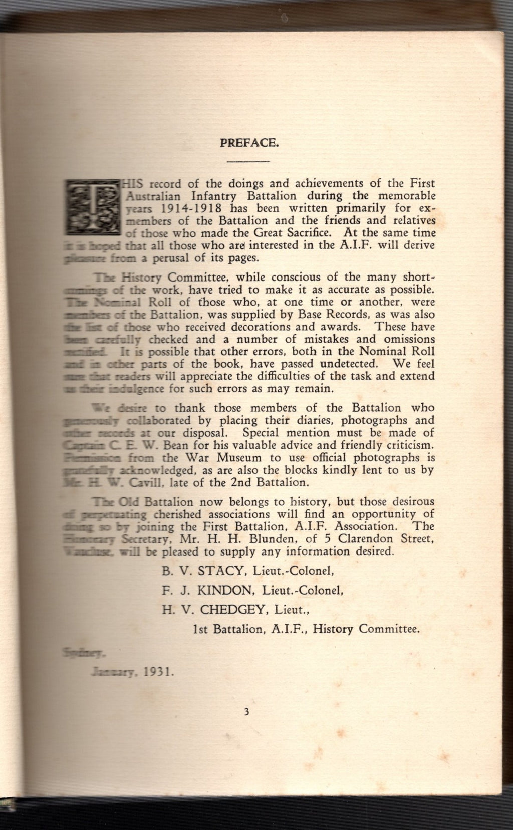 First Battalion A.I.F 1914 - 1919