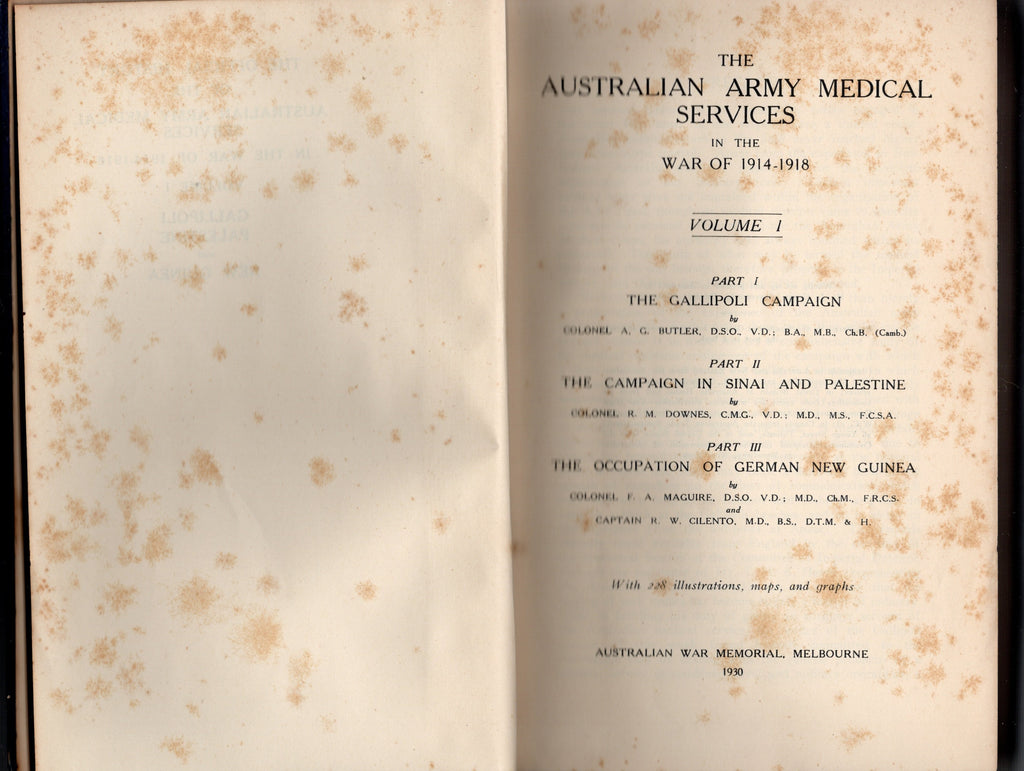 The Australian Army Medical Services in the War Of 1914-1918 Volume 1