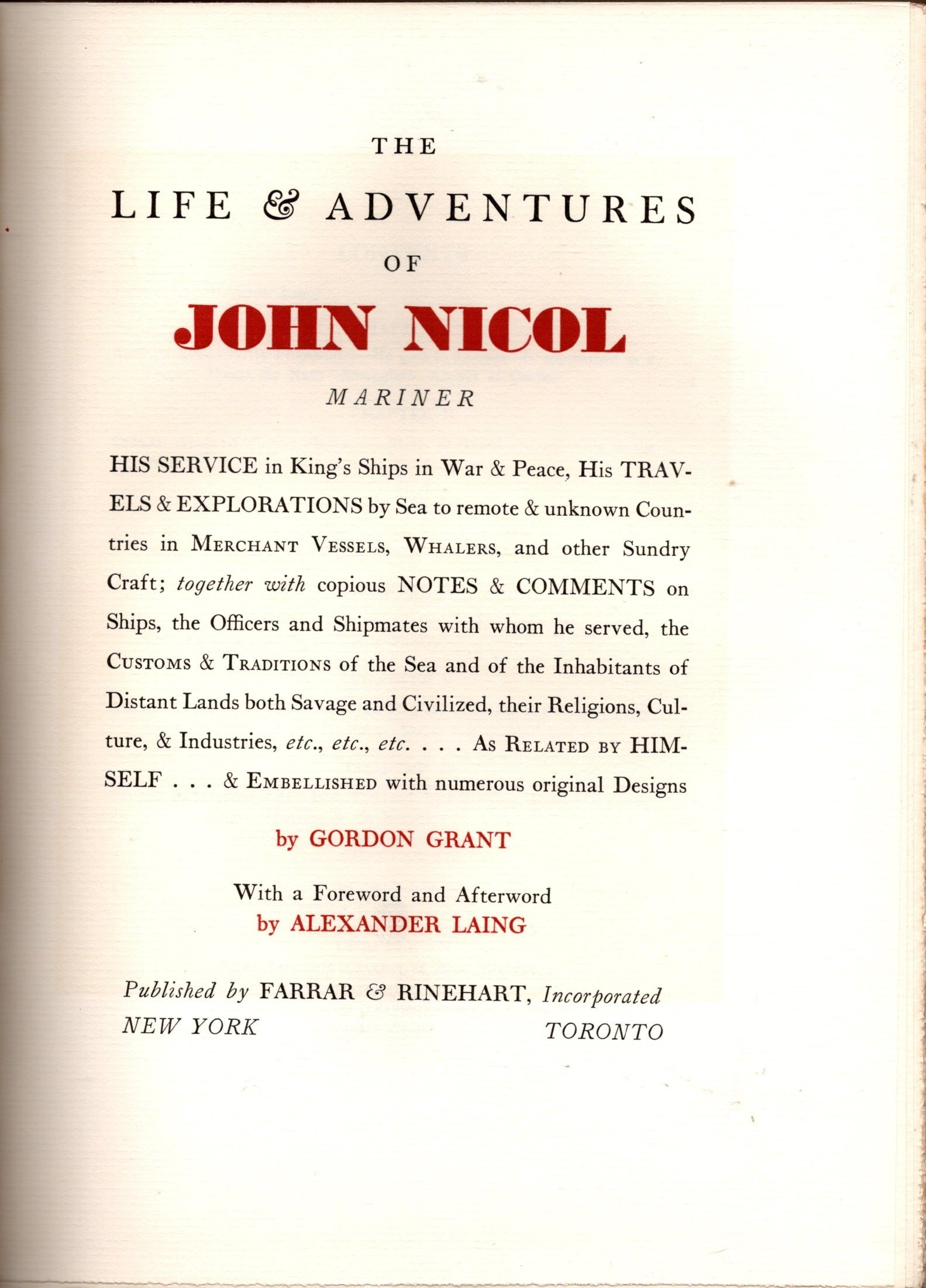 The Life & Adventures of John Nicol Mariner