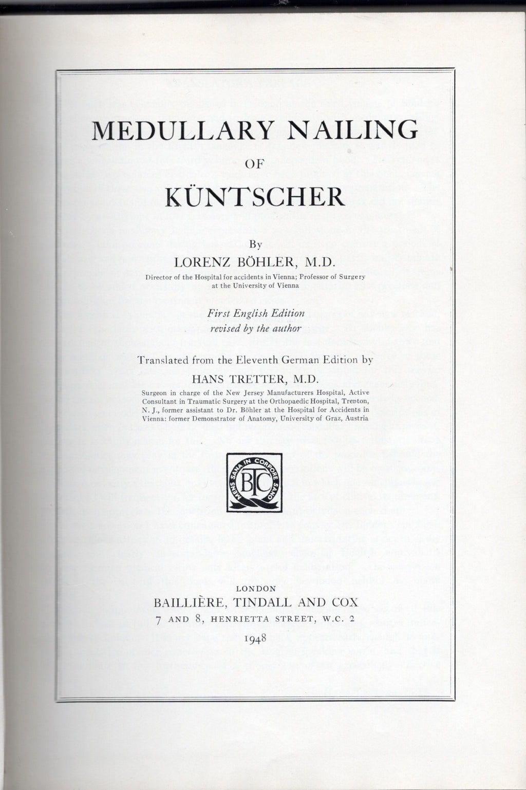 Medullary Nailing of Kuntscher