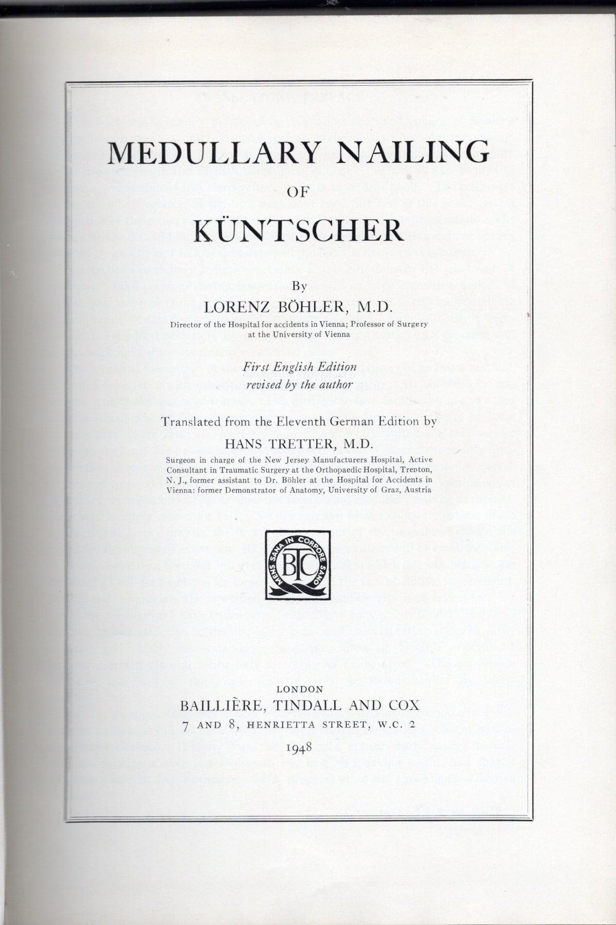 Medullary Nailing of Kuntscher
