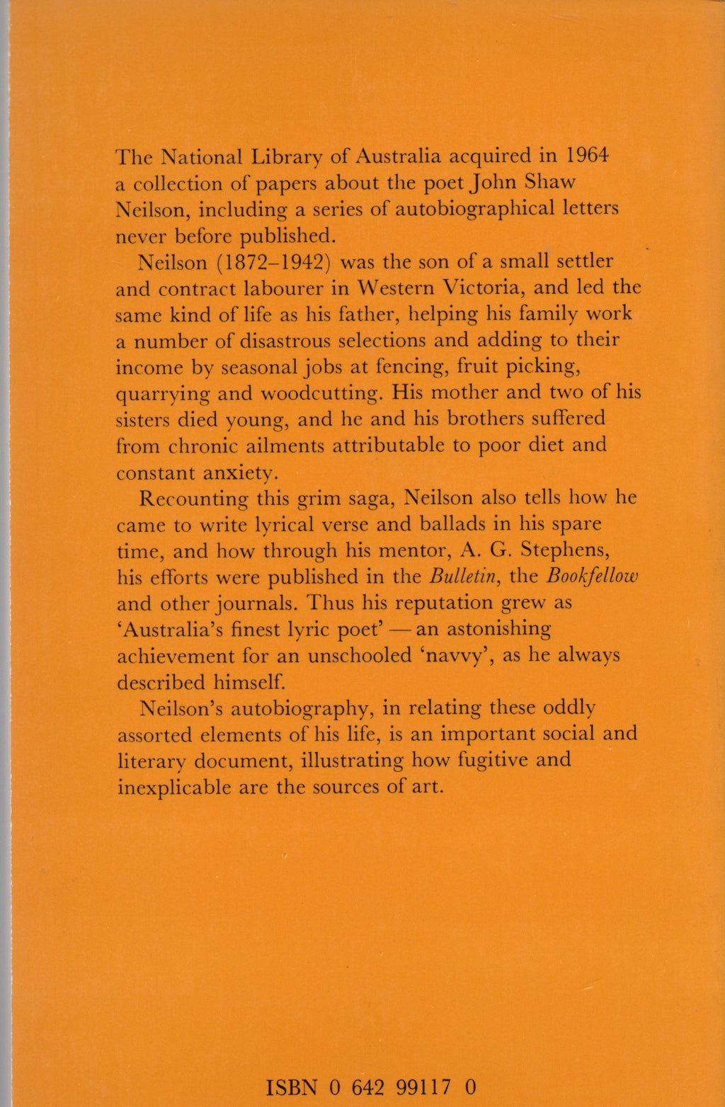 The autobiography of John Shaw Neilson