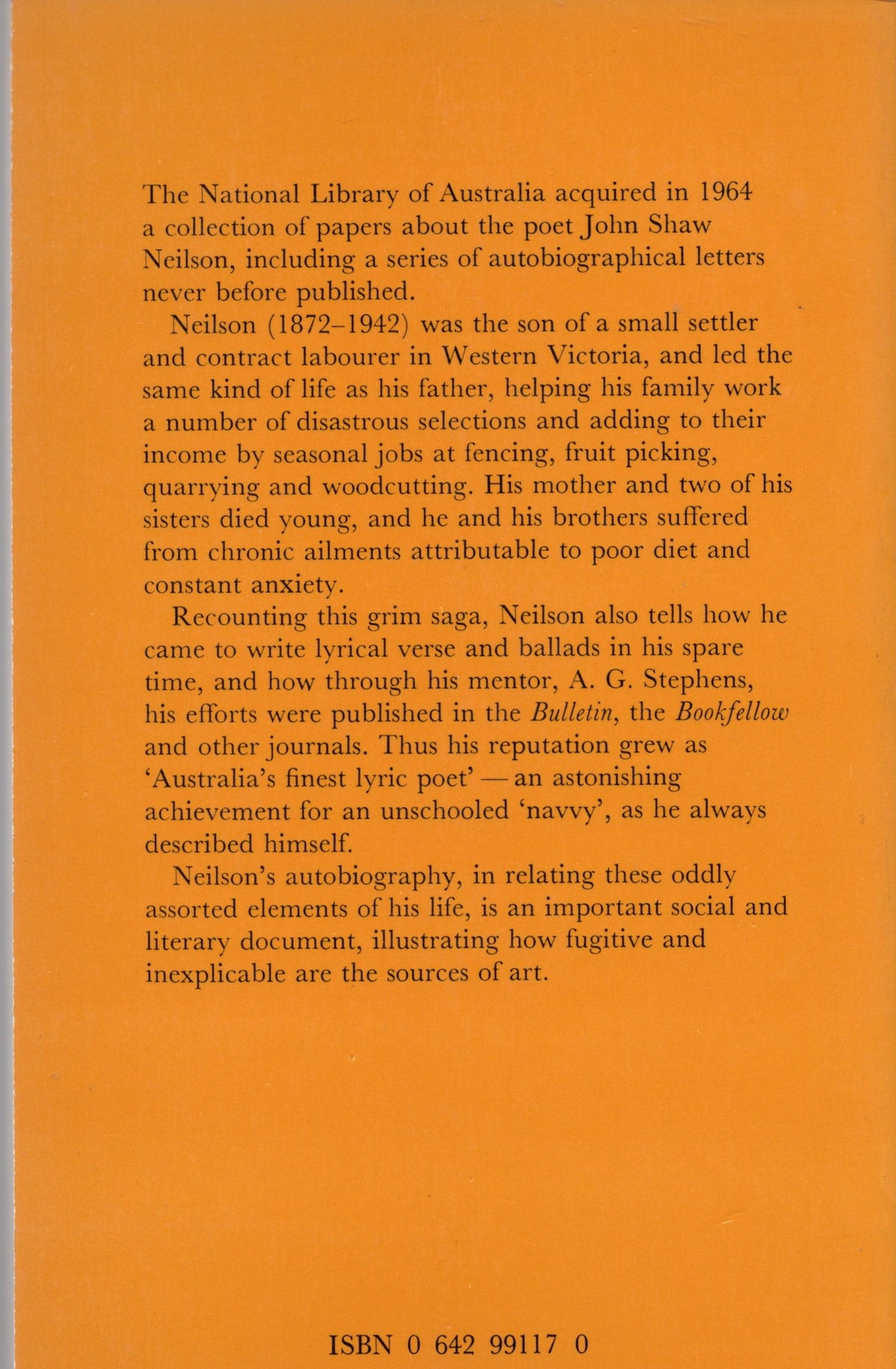 The autobiography of John Shaw Neilson